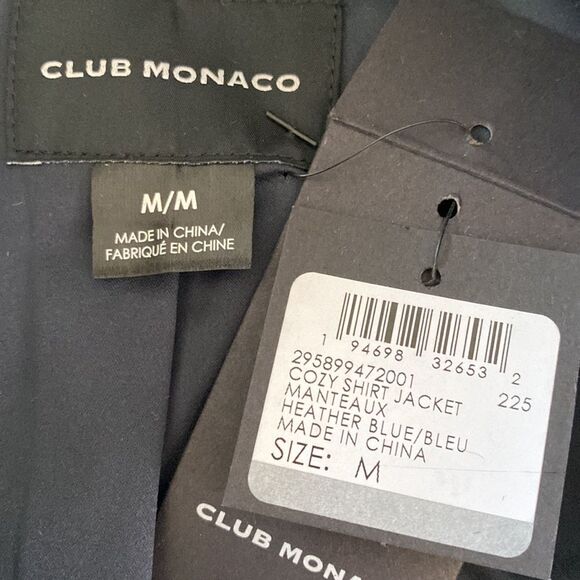 Club Monaco Cozy shirt Jacket Shacket Wool Heather Blue Coat Oversize Lined Cozy - Picture 8 of 16